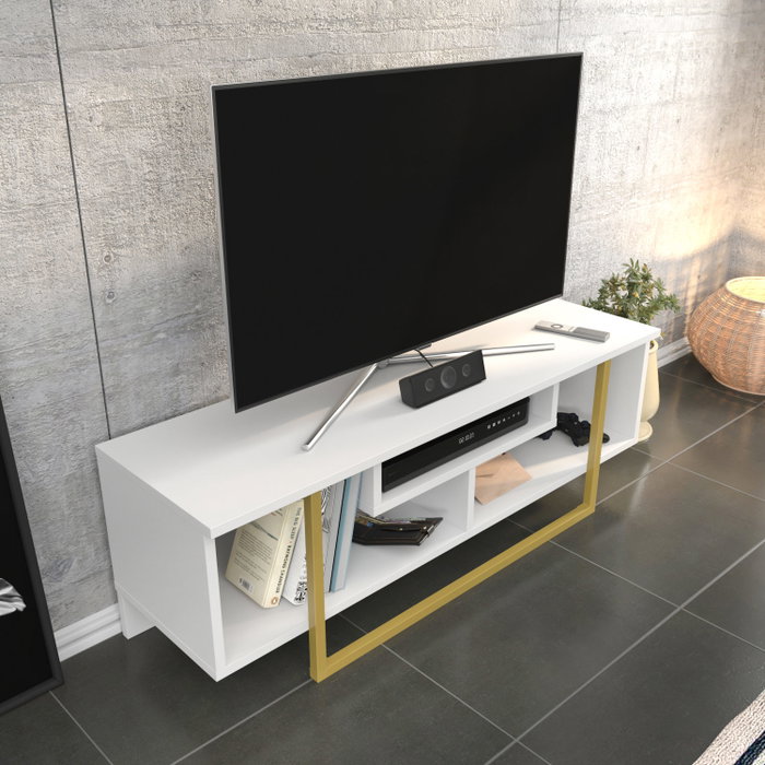 Hanah Home Asal 120 Soporte para TV Dorado y Blanco